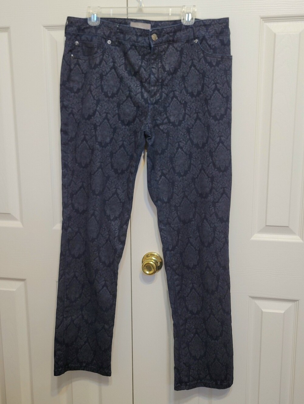 Chico's So Slimming Jacquard Paisley/Damask Stretch Jeans / Pants Size 2.5 (14)